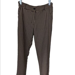 Checker beige and black strait pants very stretchy made in Italy